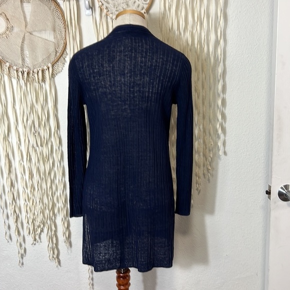 Eileen Fisher Petite Navy Linen Open Front Cardigan Size XS/P - Picture 4 of 6